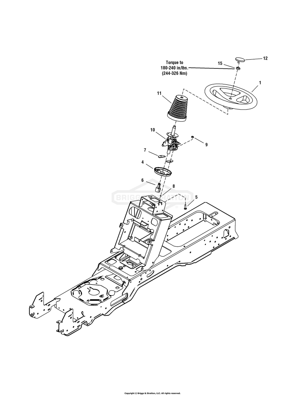 Steering Group - Tilt Steering Diagram and Parts List for 107250070 (2691088-00)(2012) Briggs and Stratton Lawn Tractor